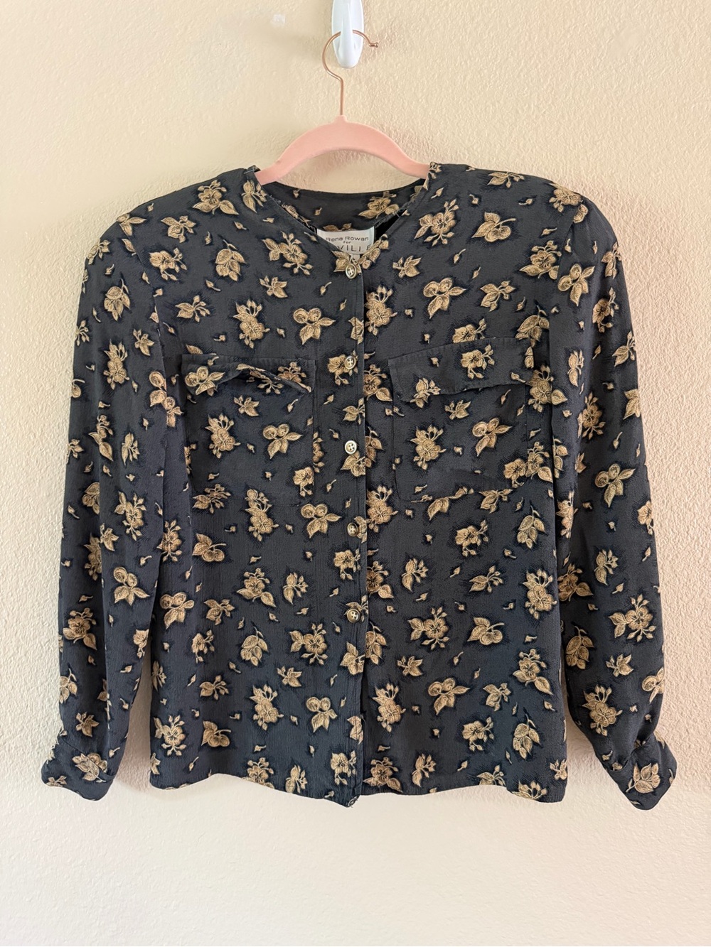 Rena Rowan for Saville Floral Button Front Blouse Size Small Vintage Style